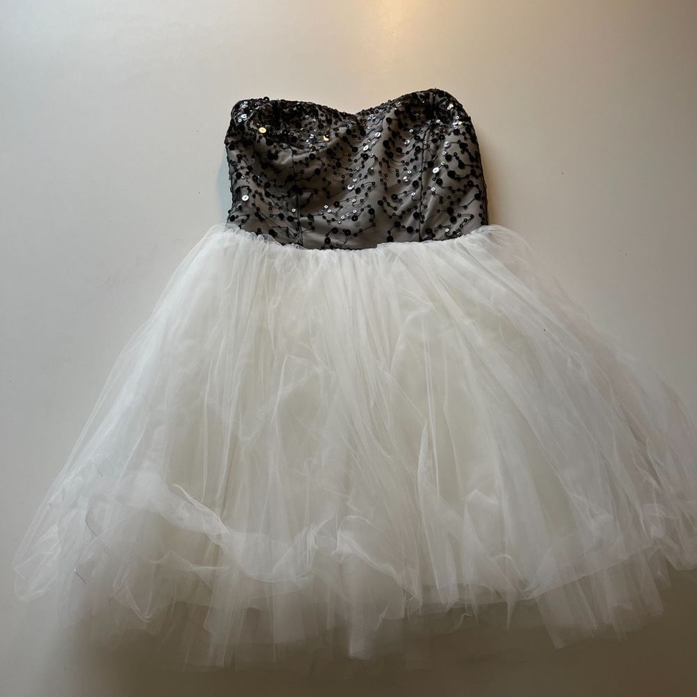 Half black and white cupcake dress, with black sequins on top!